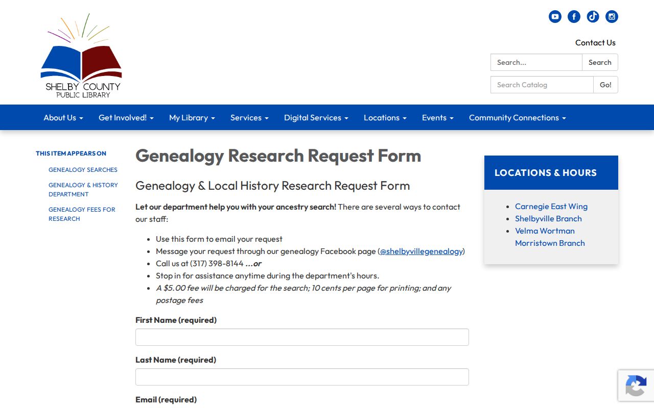 Shelbyville city directory library research request